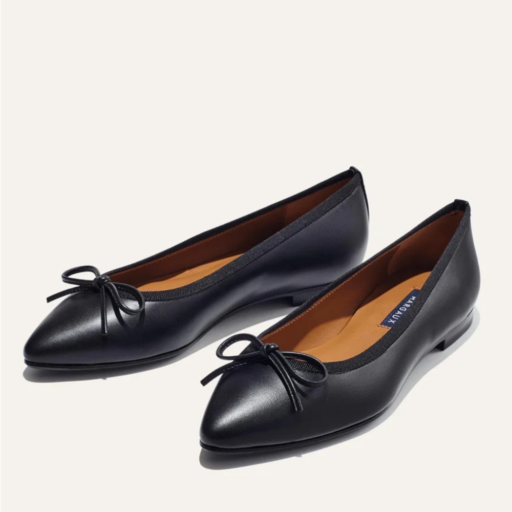 Margaux Black Leather Loafers with Bow